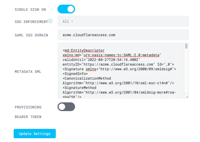 Configure SSO in the Area 1 portal