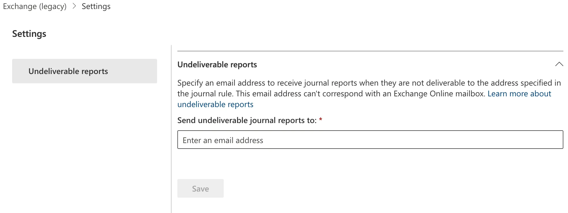 Configure undeliverable emails